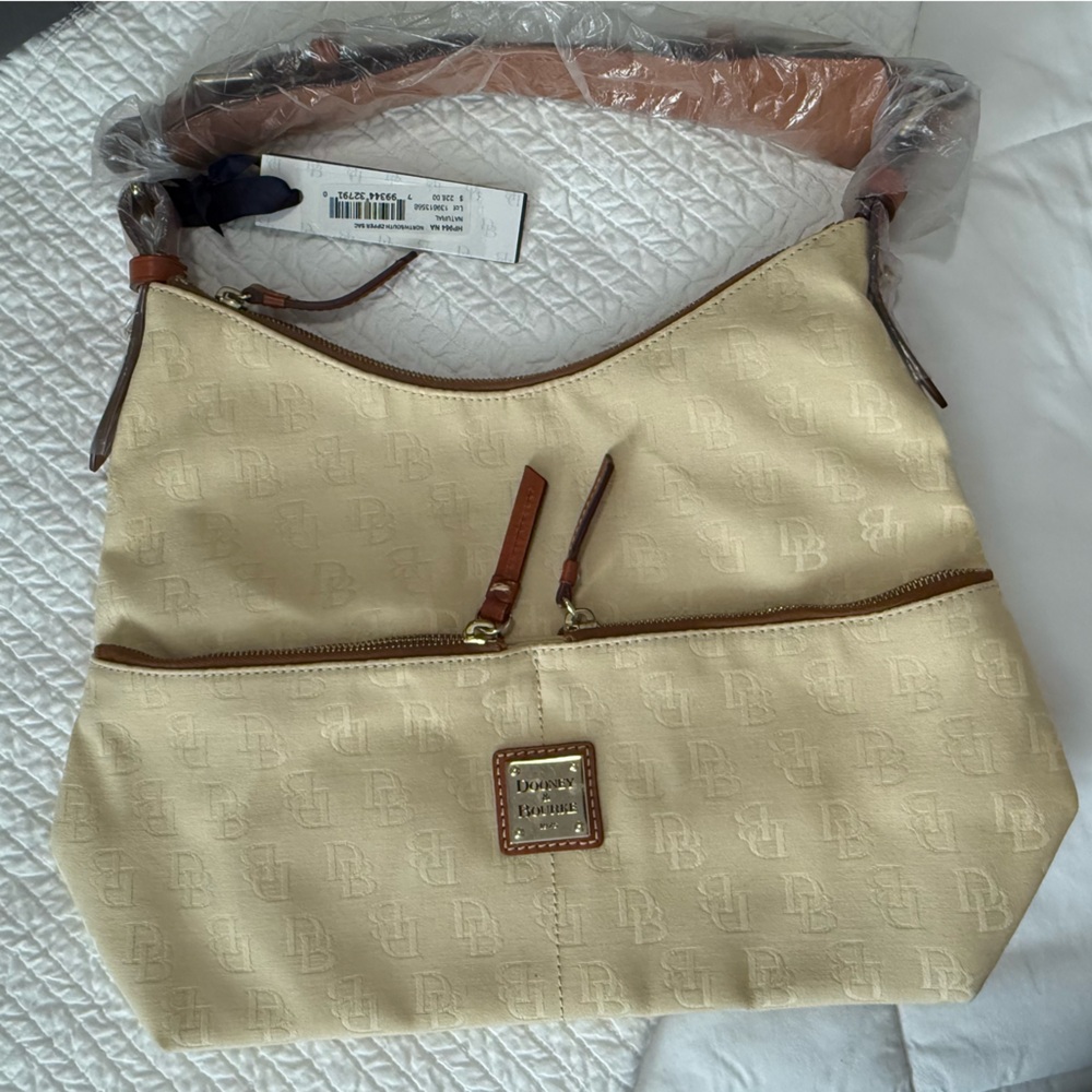 Dooney & Bourke Natural North/South Zipper Sac Shoulder Bag NWT